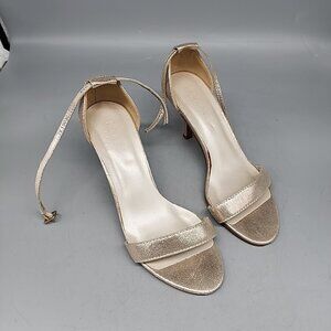 Davids Bridal Gold Sparkle 3 Inch Heels Women's Size 7 Buckle Formal Dress Shoes